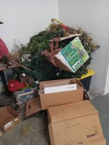 lot 6148 image: Vintage Christmas Tree with Decorations and Storage Boxes  - Retail $75