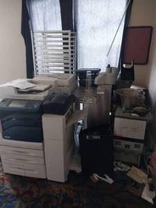 lot 6162 image: Office Equipment Lot - Printers, Exercise Bench & Storage Unit  - Retail $350