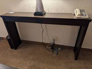 lot 6238 image: Modern Dark Wood Console Table (60 x 12 x 35)  - Retail $75