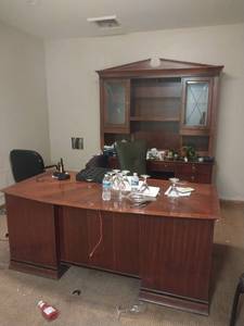 lot 6456 image: Executive Office Furniture Set with Display Cabinet  - Retail $1200