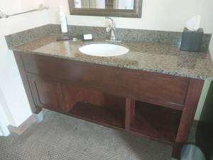 lot 6595 image: Custom Bathroom Vanity Granite Top (62 x 21)  - Retail $799