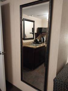 lot 7302 image: Large Wall Mirror with BlackBrownGold Frame (24.5 x 60)  - Retail $85