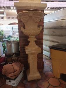 lot 7946 image: Ornate Classical Stone Garden Urn with Pedestal  - Retail $450