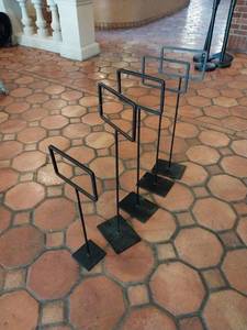 lot 9527 image: Modern Black Metal Display Stands Set