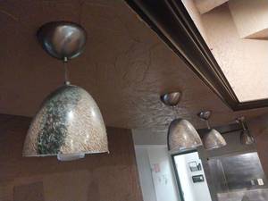 lot 9537 image: Vintage Industrial Dome Pendant Light Set of 7