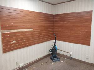 lot 9539 image: Modern Wood Slat Accent Wall and vacuum  - Retail $350