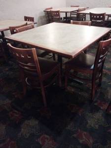 lot 9553 image: Commercial Restaurant Table Set with 4 Chairs  - Retail $299