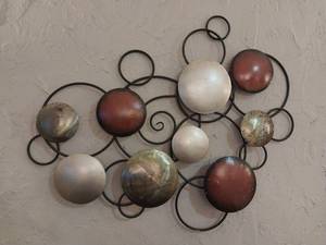 lot 9565 image: Modern Metallic Sphere Wall Art set of 2