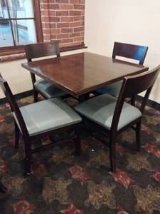 lot 9589 image: Commercial Restaurant Dining Set - Table with 4 Chairs  - Retail $225