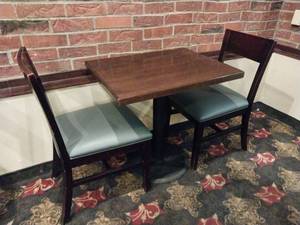 lot 9597 image: Modern Restaurant Dining Table and 2 Chairs Set (30x24)  - Retail $75