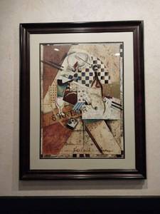lot 9617 image: 36 x 44 Abstract Modernist Game and Food-Themed Artwork  - Retail $175
