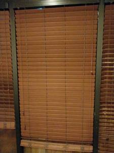 lot 9623 image: 33 x 80 Wooden Window Blinds - 2 Classic Wood Slats (Set of 4)