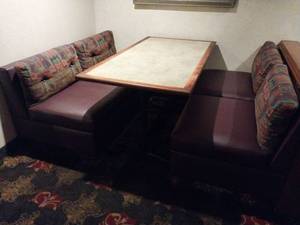 lot 9627 image: 6 Restaurant Booth Seating Set (Table 30 x 54)  - Retail $450