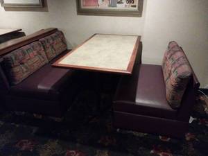 lot 9629 image: 6 Vintage Restaurant Booth (Table 30 x 54, right booth is 38 long)  - Retail $225