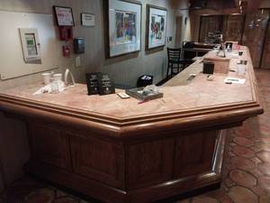 lot 9655 image: Vintage Commercial Reception Desk with Pink Marble Top (approximately 35 x 2)  - Retail $1200