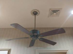 lot 9656 image: Vintage Style Hammered Metal Ceiling Fan (set of 2)  - Retail $260