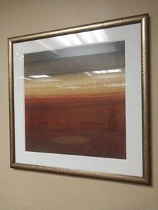 lot 9677 image: Abstract Sunset Landscape in Gilded Frame  - Retail $125