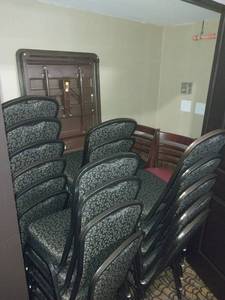 lot 9679 image: Commercial Stackable Banquet Conference Chairs, Barstools, and Flooring
