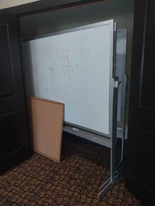 lot 9684 image: Mobile Standing Whiteboard with Multiple Panels (ser of 3)  - Retail $999