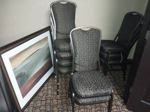 lot 9688 image: Commercial Banquet Chairs and Artwork  - Retail $75