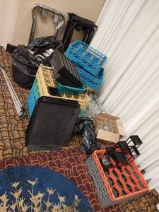 lot 9766 image: Commercial Restaurant Glass Rack Set with Storage Crates  - Retail $150