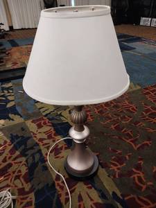 lot 9893 image: Traditional Table Lamp with White Shade (29 Tall)