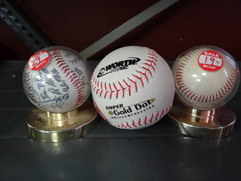 lot 1404 image: (2) Baseballs In Cases (1) Softball
