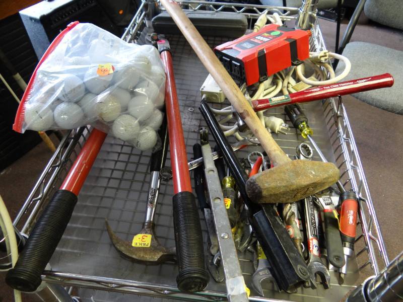 lot 1487 image: Lot of 2 Shelves of Hand Tools and Misc.