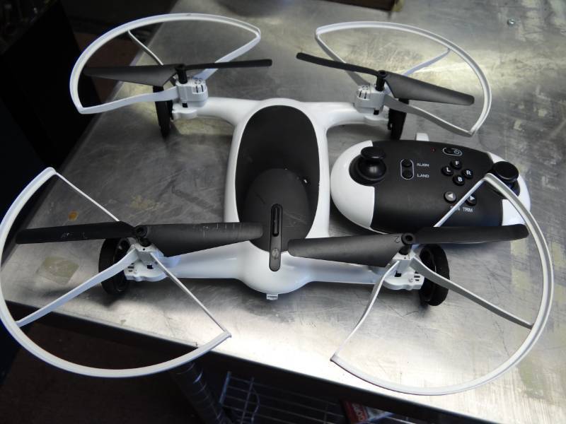 lot 7218 image: White and Black Drone with Remote