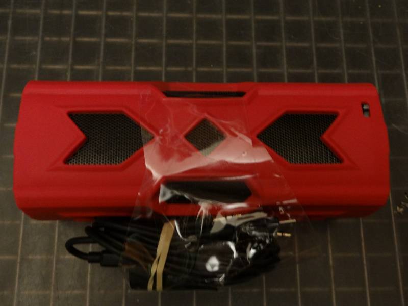 lot 7288 image: Red NFC Speaker Box with Aux Outlet