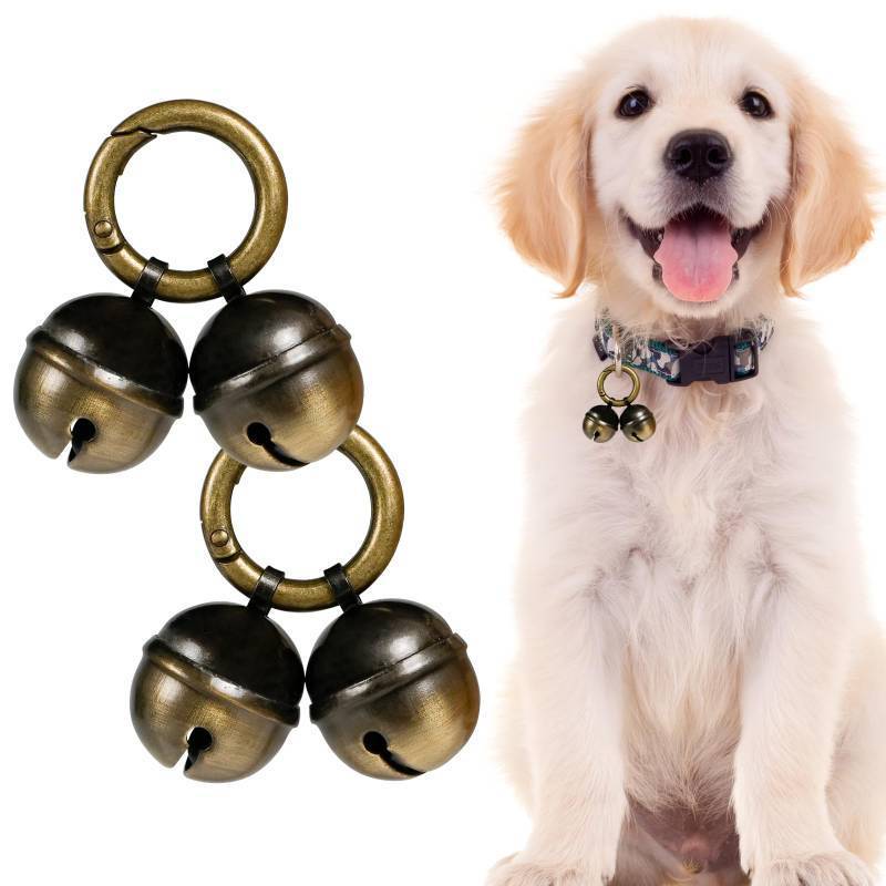 lot 31819 image: Whimsii Extra Loud Cat & Dog Bell for Collar, Easy Clip Clasps, Pet Tracker & Falconry, Durable Brass Collar Charms (Bronze & Black, 2 Pack)