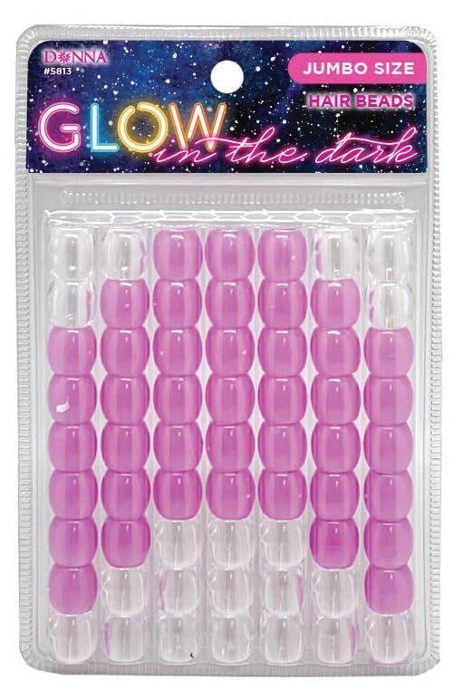 lot 41822 image: Donna Glow in The Dark Jumbo Size Bracelet Making Kit with Pony Beads and Clay Beads for DIY Hair Braiding, LAVENDER Color 1PC