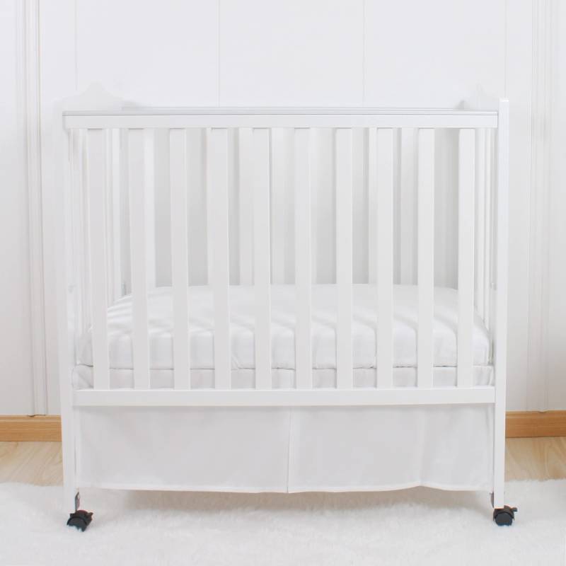 lot 41837 image: CaSaJa Mini Crib Skirt Pleated, Silk-Looking Soft Microfiber Baby Bed Skirt with Durable Platform for Mini and Portable Cribs 24 X 38, 12 Generous Drop Dust Ruffle, Machine Washable, White Color