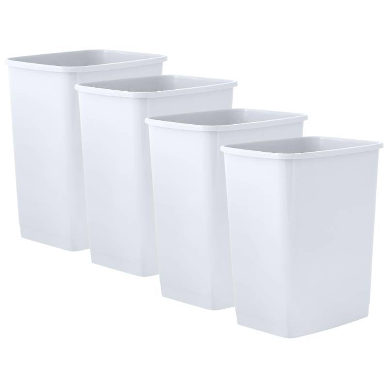 lot 50572 image: Superio Small 2.5 Gallon Plastic Trash Can, Unlidded Waste Bin Only for Under Desk, Office, Bedroom, Bathroom- 10 Qt, (1, White)