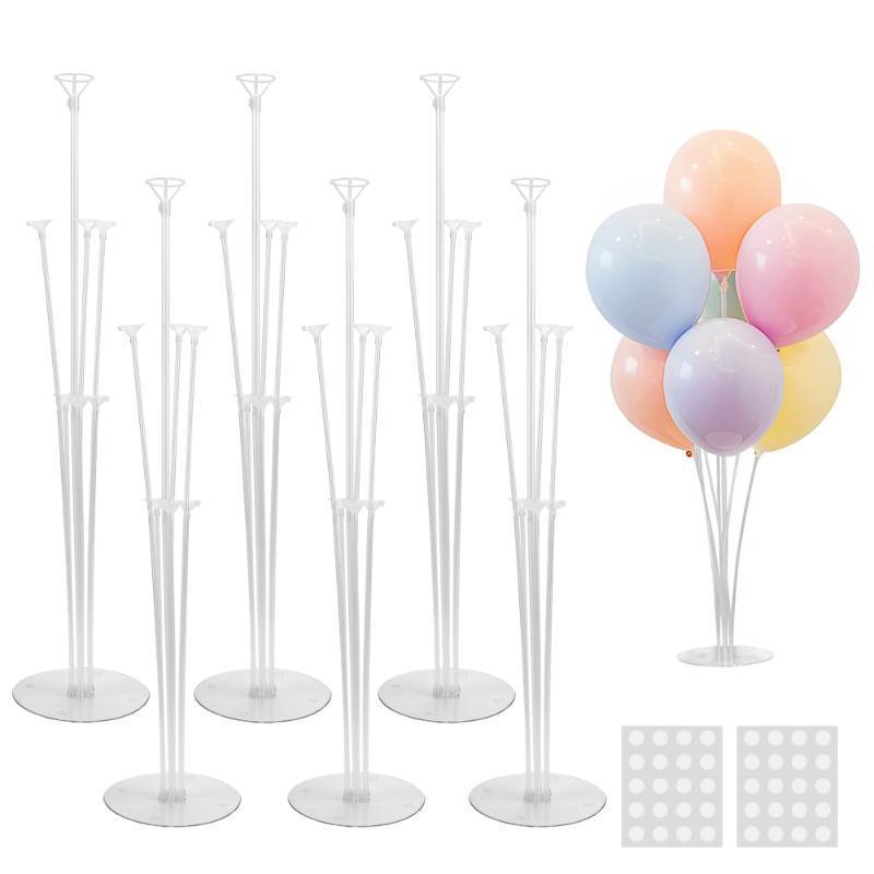 lot 50575 image: JOYYPOP 6 Sets Balloon Stand Kit, Balloon Sticks with Base Birthday Graduation Party Decorations Wedding