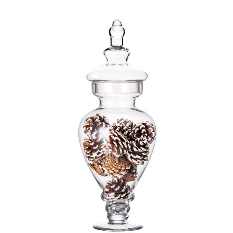 lot 51823 image: Large Apothecary Jars Glass, Clear Glass Candy Jar with Lids, Elegant Glass Candy Containers, Decorative Glass Jars for Wedding, Display and Party (Height 15, Diameter 6.7)