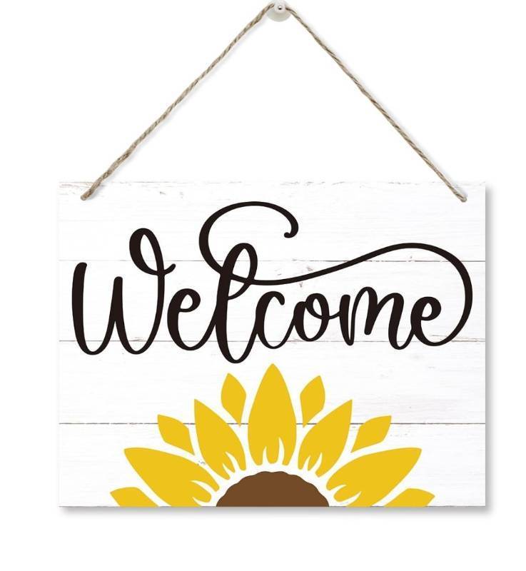 lot 30419 image: Welcome Sign with Sunflower Design