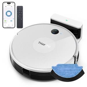 lot 3755 image: Thamtu Robot Vacuum Cleaner and Mop Combo Smart Navigation Strong Suction Power Touchless Vacuum Automatic 2-in-1 Vacuum Cleaner with Remote Control Compatible with Alexa