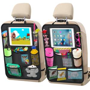 lot 23505 image: Zecirl Car Backseat Organizer 2 Pack Car Organizer Back Seat with 11 Tablet Holder, 10 Storage Pockets Seat Back Protectors Kick Mats for Kids Toddlers, Travel Accessories (Black)