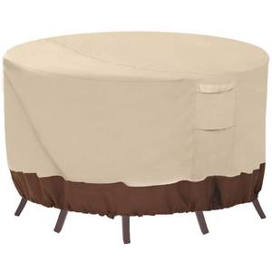 lot 23508 image: Vailge Round Patio Furniture Covers, 100% Waterproof Outdoor Table Chair Set Covers, Anti-Fading Cover for Outdoor Furniture Set, UV Resistant (Beige&brown, 110DIAx28H)
