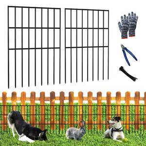 lot 23509 image: QIEGL 25pcs Garden Fence Animal Barrier 27ft(L) X 17in(H) No Dig Barrier Fencing Dog Rabbits Blocker 9 Vertical Metal Wire Rustproof Border Decorative Fences for Outdoor, Yard, Patio