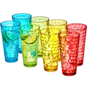 lot 23514 image: Amazing Abby - Iceberg - 24-Ounce Plastic Tumblers (Set of 8), Mixed-Color High-Balls, Reusable, Stackable, BPA-Free, Shatter-Proof, Dishwasher-Safe