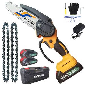 lot 23524 image: 2-IN-1 Cordless Pole Saw & Mini Chainsaw, 21V 2.0Ah Battery Powered Chain Saw, Tree Trimmers Long Handle Pruner, 7ft Reach Electric Pole Saws for Tree Trimming Wood Cutting
