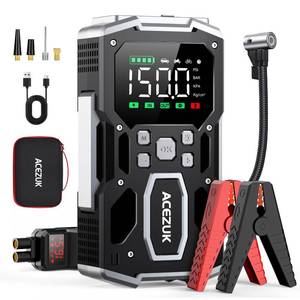 lot 23528 image: Portable Car Jump Starter with Air Compressor, ACEZUK 150PSI 7000A Jump Starter (All Gas10.0L Diesel), 12V Battery Jump Box Car Battery Jumper Starter with 3.4 LCD Display, 2 Lights