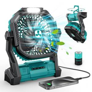 lot 23545 image: Portable Fan Rechargeable, 20000mAh Cordless Battery Powered Fan with LED Lantern, USB C Battery Operated for Travel Bedroom Home Camping Tent Office Beach Desk Fishing Table