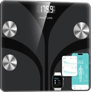 lot 23547 image: Posture Scale for Body Weight, Digital Bathroom Smart Scale, 13 Body Composition Analyzer Sync Weight Scale BMI Health Monitor Sync Apps 400lbs - Black