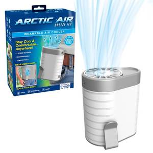 lot 23568 image: Arctic Air Breeze Jet Wearable Air Cooler, 3-Speed Portable Rechargeable Fan, Long-lasting, Lightweight Clip-On Neck & Waist Fan for Travel, Outdoors, Camping, or Indoor Use