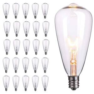 lot 23576 image: 25-Pack Edison Replacement Light Bulbs,7-Watt E12 Candelabra Base ST40 Replacement Clear Glass Light Bulbs for Outdoor Patio ST40 String Lights, Warm White