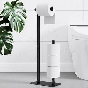 lot 23584 image: Kitsure Toilet Paper Holder Free Standing - Large Capacity Toilet Paper Holder for 4 Rolls, Rustproof Toilet Paper Stand with Non-Slip Stable Base, Black, 24.4x9.3x5.5