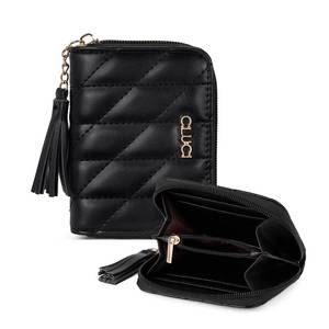 lot 32091 image: CLUCI Small Wallet for Women RFID Blocking Leather Quilted Credit Card Womens Wallet with Wristlet Black